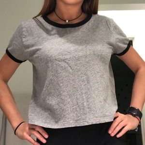Forever 21 Gray Ringer Tee Crop Top
